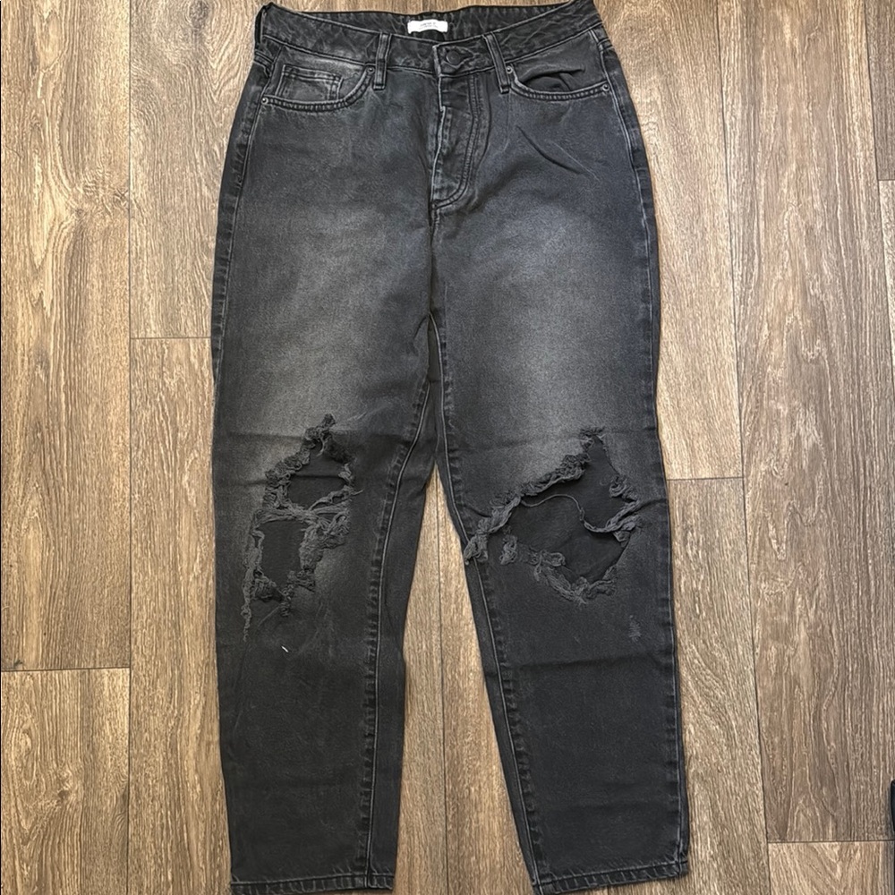 Forever 21 High Rise Distressed Black Jeans